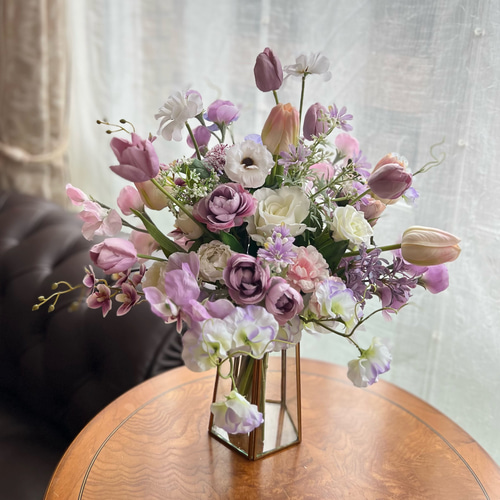 【即日 発送ok】チューリップ・スイートピーの柔らかな色合いのブーケ　結婚式 即日 発送ok】チューリップ・スイートピーの柔らかな色合いの