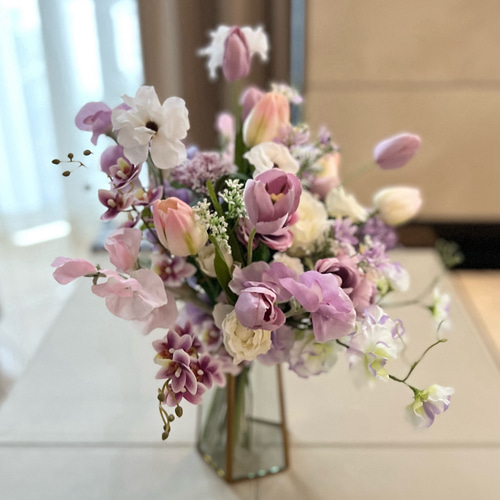 【即日 発送ok】チューリップ・スイートピーの柔らかな色合いのブーケ　結婚式 即日 発送ok】チューリップ・スイートピーの柔らかな色合いの
