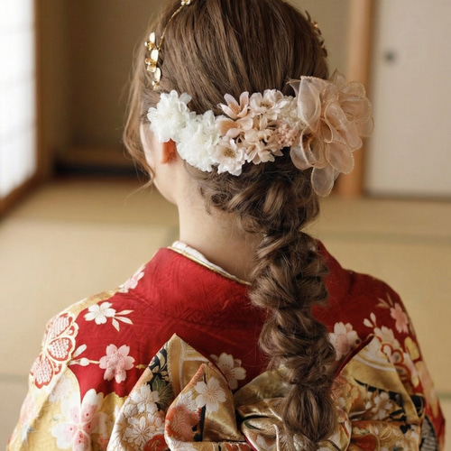 真鍮フラワーカチューシャ髪飾り 卒業式 袴 成人式 振袖 結婚式 髪飾り