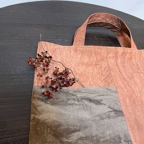 古布 グラニーバッグ 藍染 型染 ハンドメイド 柿渋染め 古布 グラニー