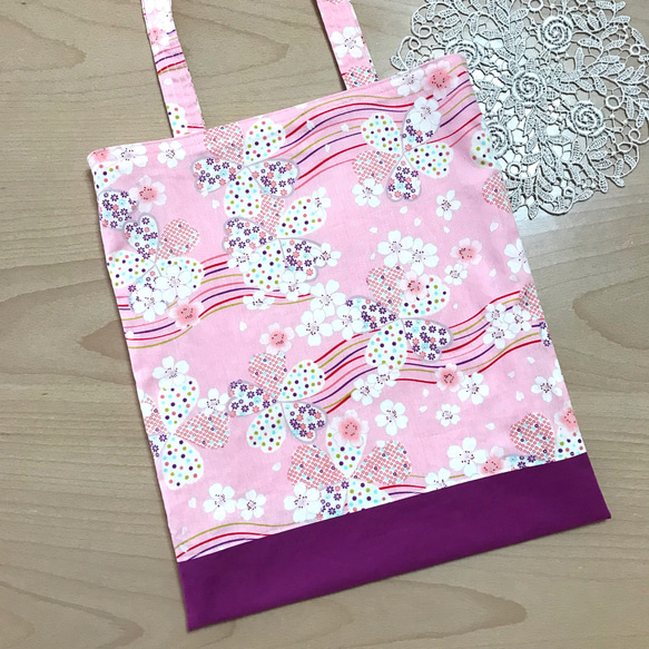 A4ぺたんこトートバッグ 桜柄 花柄 春 華やか サブバッグ 和柄 和風 
