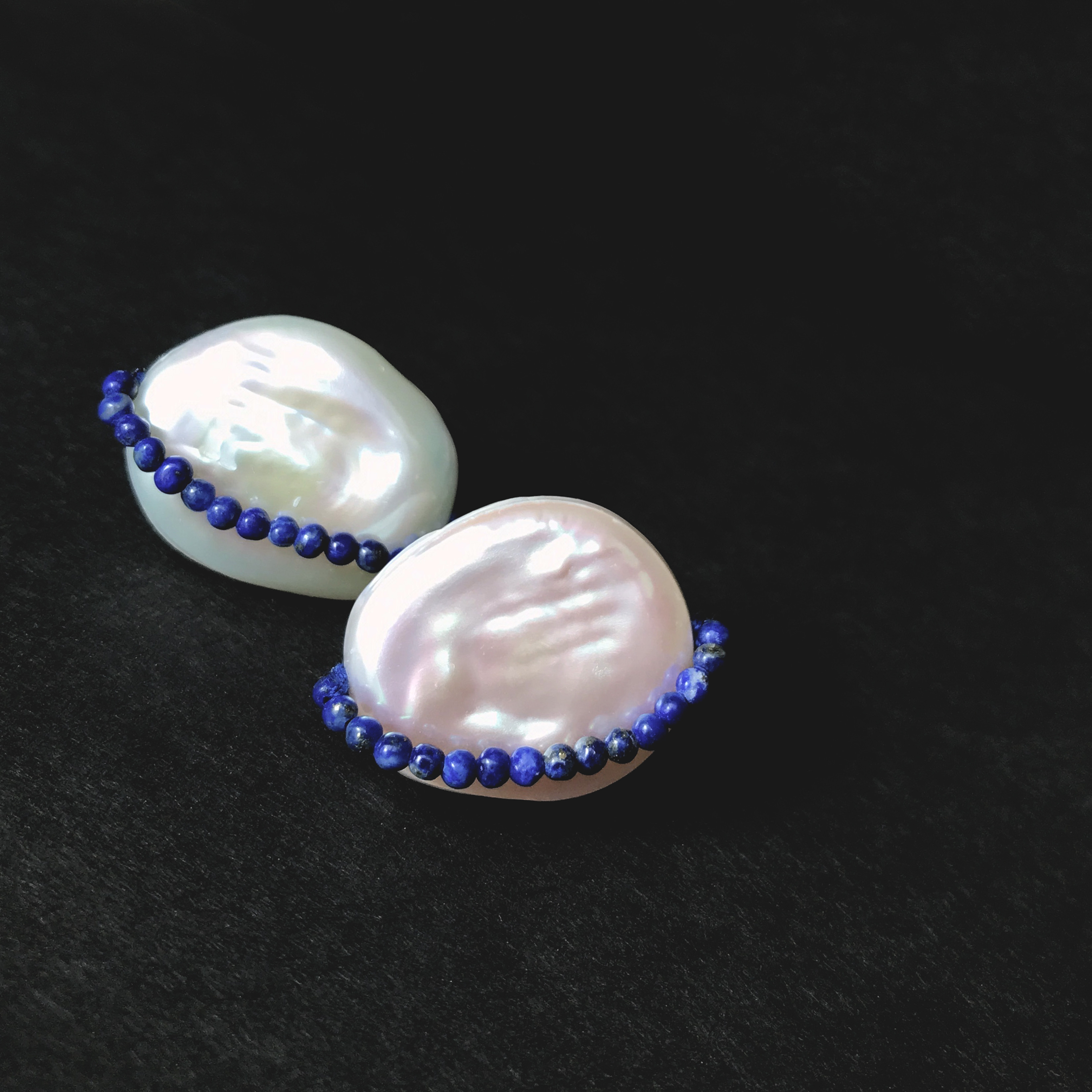 【一点物】淡水パール＋ラピスラズリ　ピアス