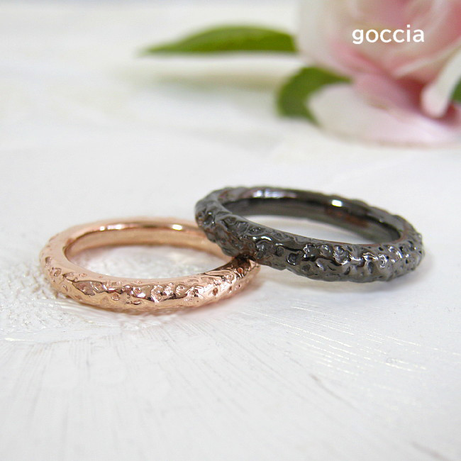 ペアリング（艶消し。ピンク、ブラックコーティング） (185-R、186-R）