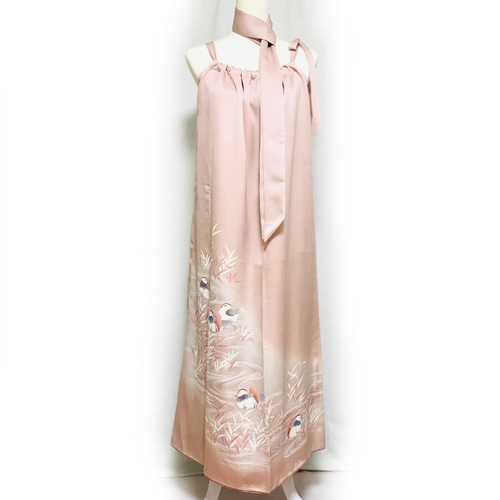 正絹】着物リメイク 訪問着ドレス&ショールのセット／キャミワンピース