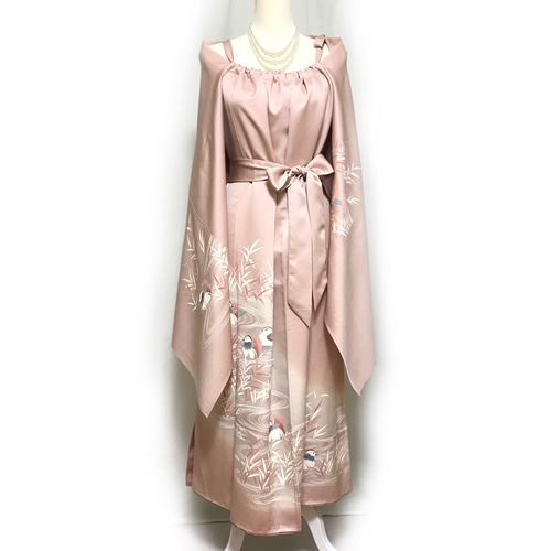 正絹】着物リメイク 訪問着ドレス&ショールのセット／キャミワンピース