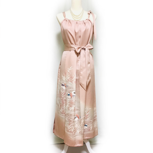 正絹】着物リメイク 訪問着ドレス&ショールのセット／キャミワンピース