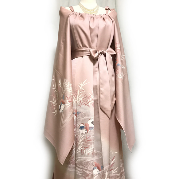 正絹】着物リメイク 訪問着ドレス&ショールのセット／キャミワンピース