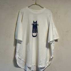 ネコさん　レディースビッグシルエットTシャツ綿100％【S～4L】 5枚目の画像