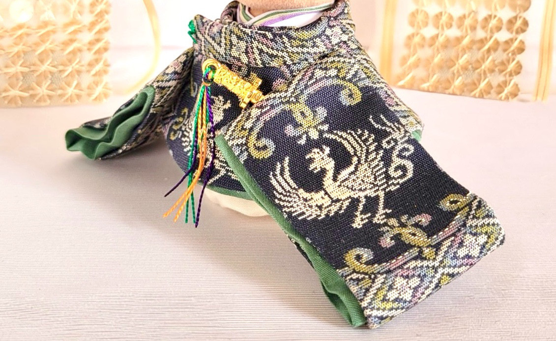 704 ひなまつり 小さなお着物〈若君〉《西陣織》青褐(あおかち