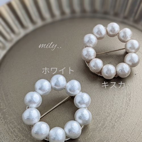 選べるカラー】コットンパールのサークルブローチ ブローチ mily 