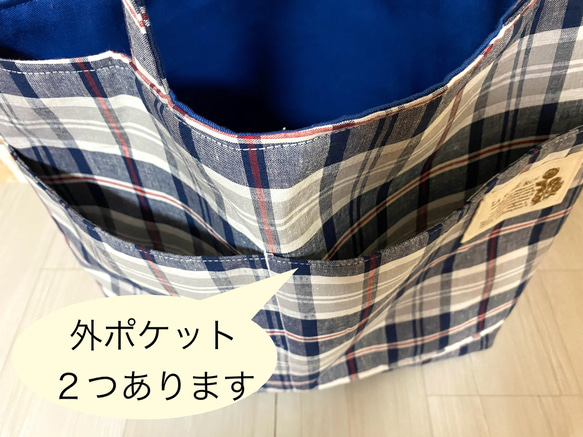 ⭐︎⭐︎定番チェックのたっぷりマチトートバッグ⭐︎長財布、ハンカチ、ポーチ、500mlのボトルなど入ります⭐︎ 8枚目の画像