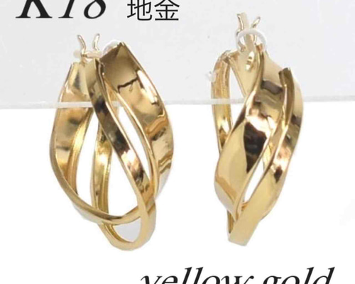 地金*18金【変形2連フープピアス】Yゴールド K18刻印入 新品 地金*18金【変形2連フープピアス】Yゴールド K18刻印入 新品