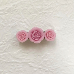 ドール用ピンク薔薇バレッタ 2枚目の画像