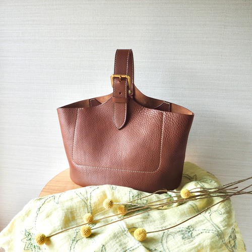 革好きさんにおすすめ》育てる・大人のバスケット風トートバッグ  