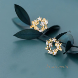 受注製作 ピアス ＊ flower wreath pierce 1枚目の画像