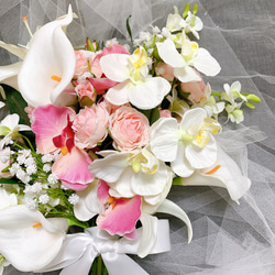 ウエディングブーケ　クラッチブーケ 結婚式 前撮り 和装 和婚 披露宴 胡蝶蘭 カラー 2枚目の画像