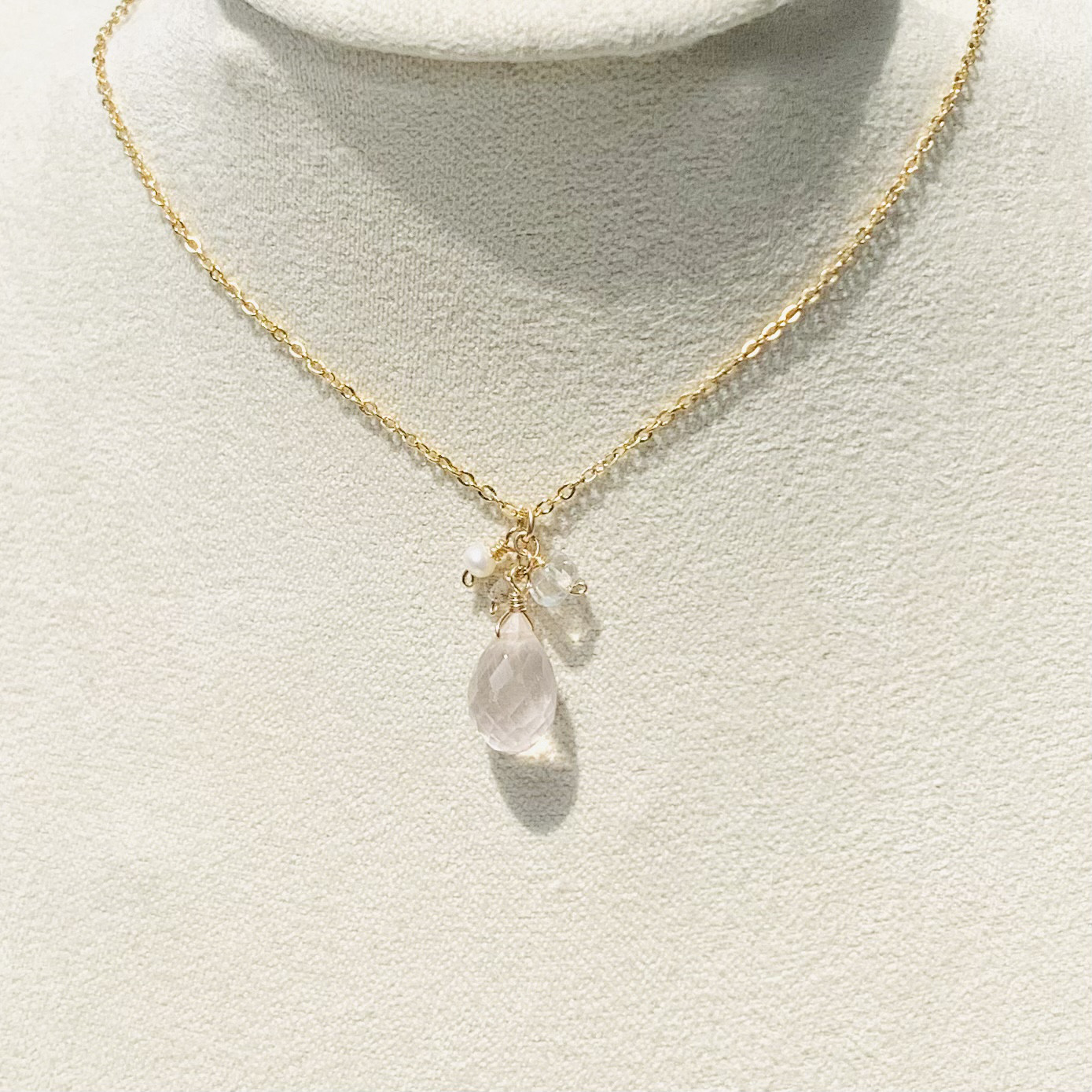 k14gf　ローズクオーツネックレス　ホワイトデー　10月　誕生石【受注制作】