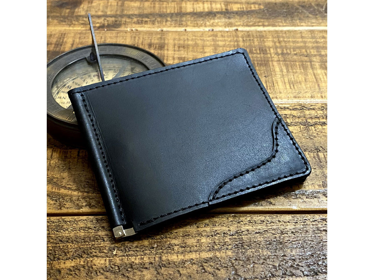 送料無料 牛革札バサミ!!コンパクトウォレット タン コードバン