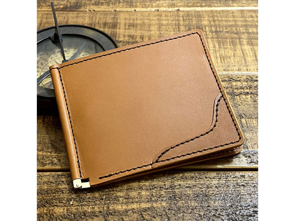 送料無料 マネークリップ 札ばさみ 札入れ 手作り 薄い財布 レザー