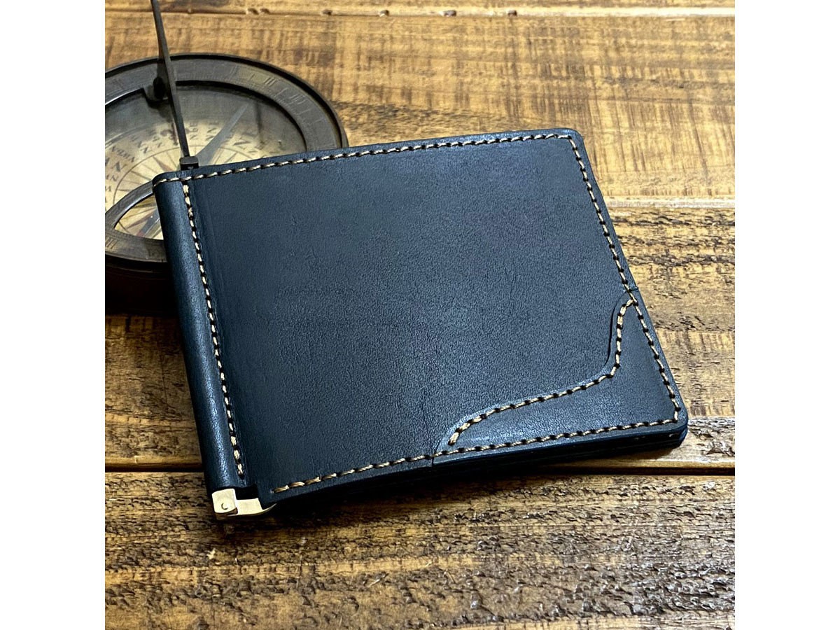 送料無料 マネークリップ 札ばさみ 札入れ 手作り 薄い財布 レザー