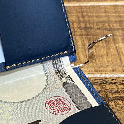 送料無料 マネークリップ 札ばさみ 札入れ 手作り 薄い財布 レザー