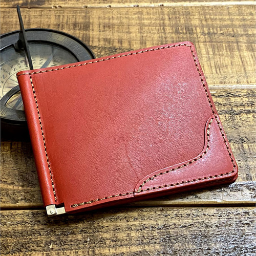 送料無料 マネークリップ 札ばさみ 札入れ 手作り 薄い財布 レザー