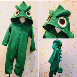 パスカル　カメレオン　ロンパース 緑　カーキ　グリーン　ベビー　コスプレ　春夏 85c2c69594999e6477a2d78de989aa