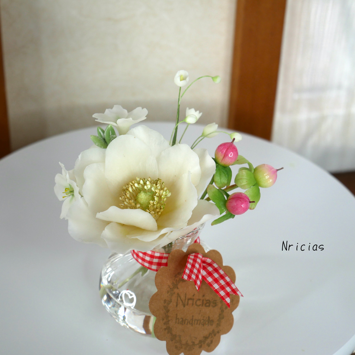 【特別価格】ちょこんとさん♪素敵を貴方へ✿クレイフラワーNOMWA2W-4S1D