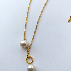 【ネックレス】アコヤ真珠のふたつぶネックレス 1枚目の画像