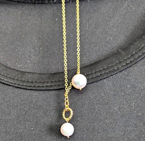 【ネックレス】アコヤ真珠のふたつぶネックレス 4枚目の画像