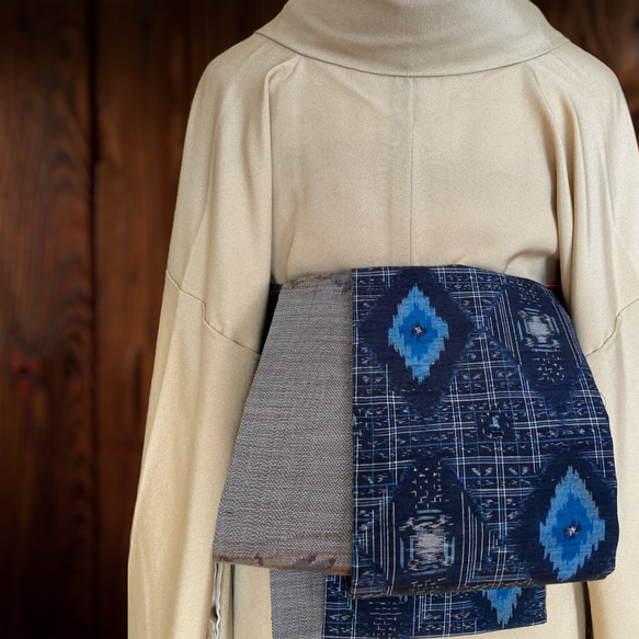 *和服布料* 成人平子腰帶由兩種春亞紡製成，半寬。長430cm。 第1張的照片