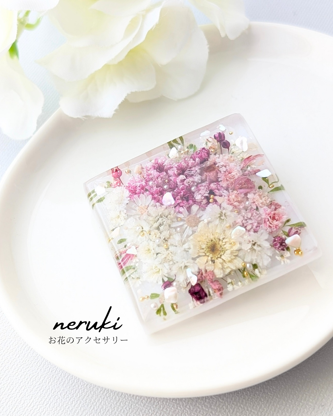 ブローチ】レジンお花のブローチ ピンク ブローチ レジン