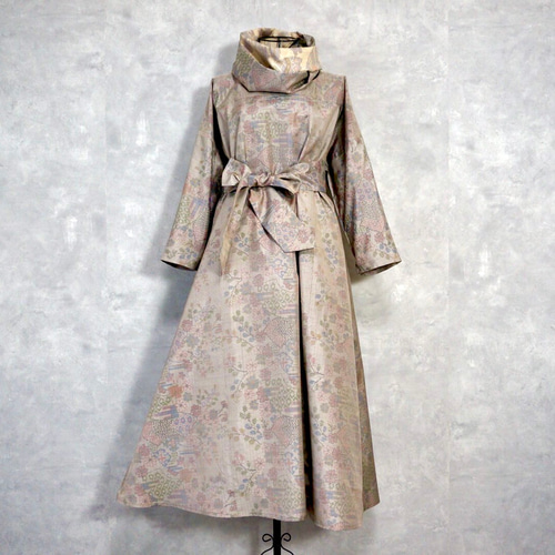 着物リメイクAラインワンピース&スヌード〜四季で心地良い上質大島紬  