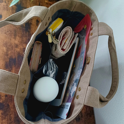 ポケットいっぱいトートバッグ ヴィンテージ加工帆布 仕切りポケット