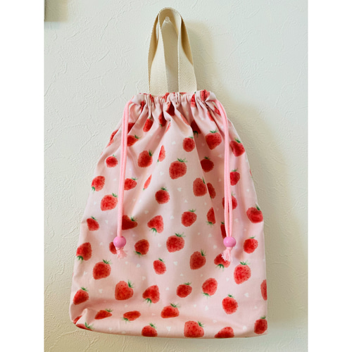 オーダー ランチョンマット 巾着袋 給食袋 チェック いちご