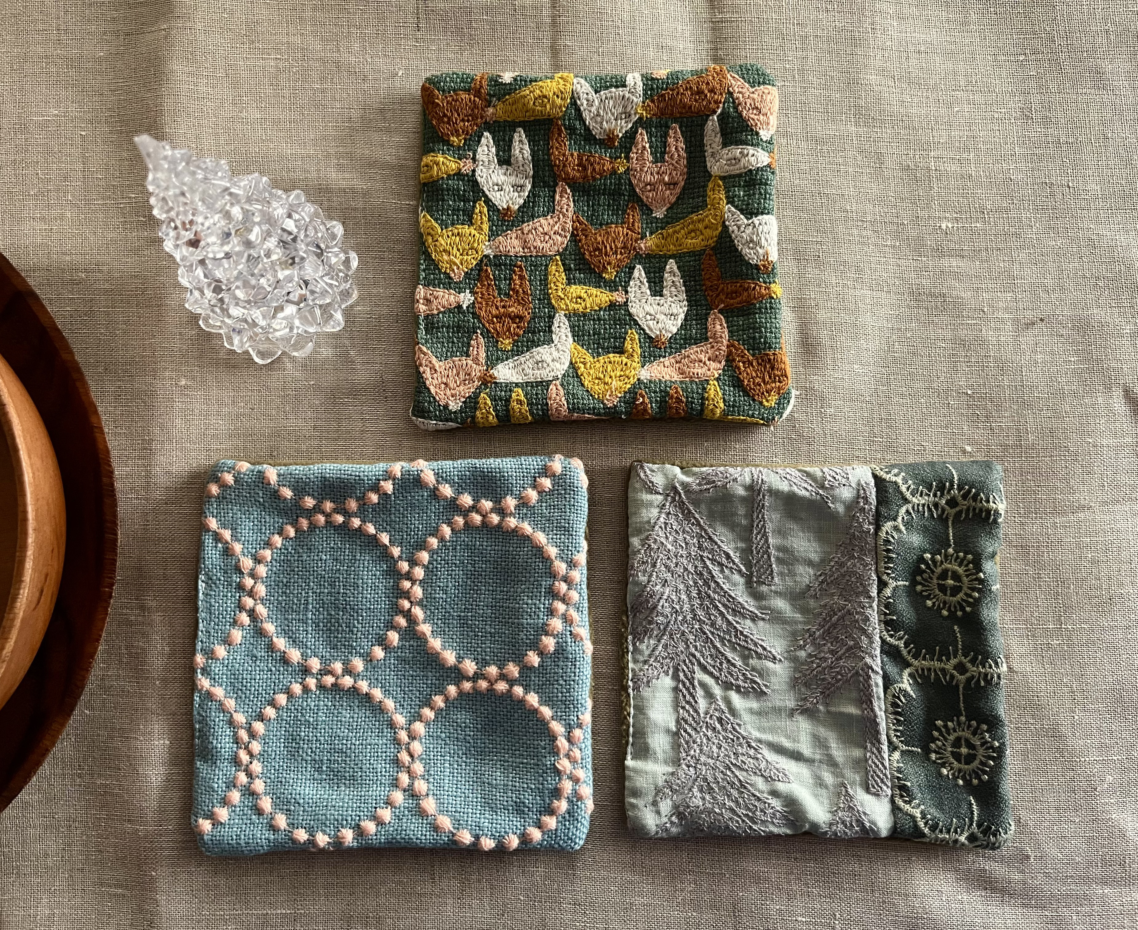 ペンダント 藍染 ⚮̈ × 古布 コースター　twins ミナペルホネン ハギレ