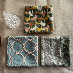 ミナペルホネン　fabricコースター３枚set タンバリン　レポ　ランドシアター　アネモネ 1枚目の画像