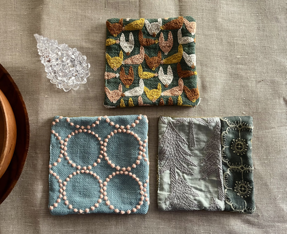 コースター ♪  ミナペルホネン  ☆ タンバリン ミナペルホネン fabricコースター3枚set タンバリン レポ ランド