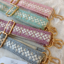 【最長130㌢】インド刺繍リボンのショルダーストラップ　ピンク　 3枚目の画像