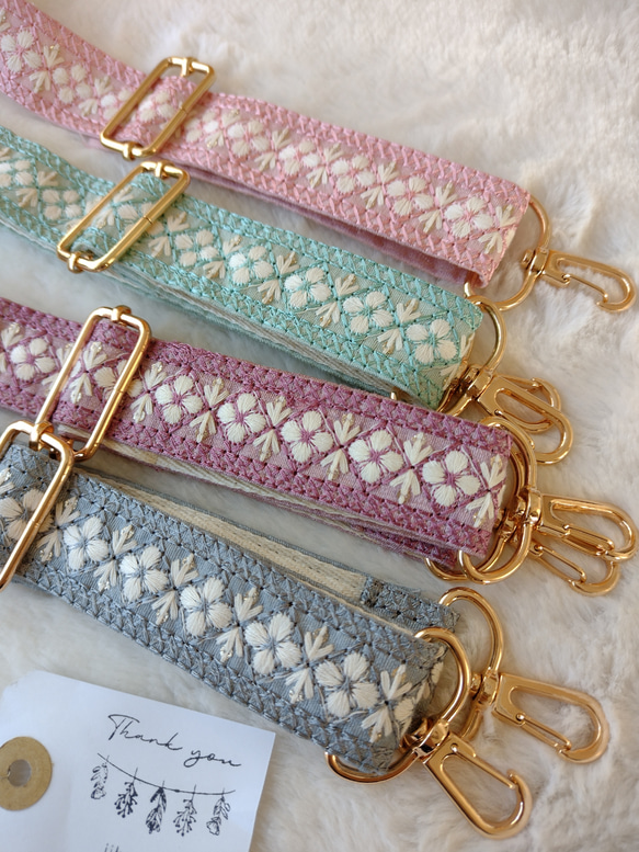 【最長130㌢】インド刺繍リボンのショルダーストラップ　ピンク　 3枚目の画像