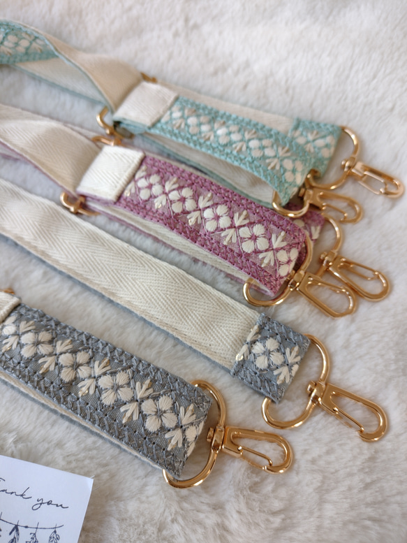 【最長130㌢】インド刺繍リボンのショルダーストラップ　ピンク　 4枚目の画像