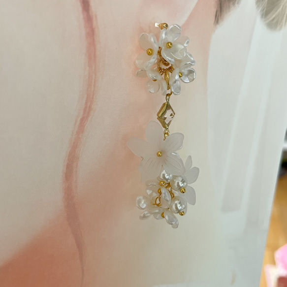 お花　タッセル　ブライダル　真鍮　ピアス　イヤリング　earrings 4枚目の画像