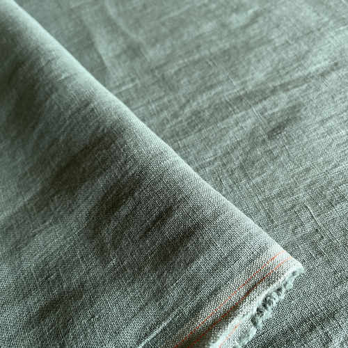 洗いざらしリネン生地 中厚 上質 くすみミントグリーン50cm〜 生地  