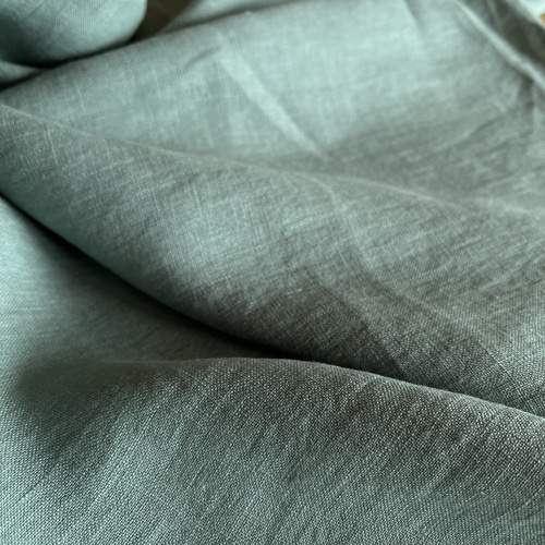 洗いざらしリネン生地 中厚 上質 くすみミントグリーン50cm〜 生地  