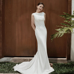 【美品】2way ウエディングドレス サテン 結婚 前撮 ウエディングドレス 二次会 花嫁 前撮り サテン ウェディングドレス