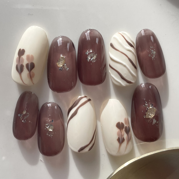 milkchocolate/ネイルチップ バレンタインネイル チョコネイル シンプルネイル マットネイル シアーネイル 1枚目の画像