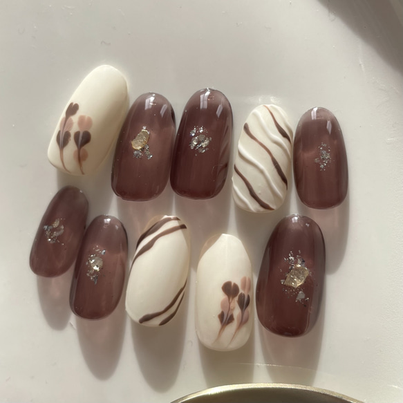 milkchocolate/ネイルチップ バレンタインネイル チョコネイル シンプルネイル マットネイル シアーネイル 4枚目の画像