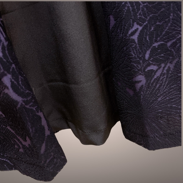 アクセントカラー スカート フォーマル 着物リメイク ウエストゴム フリーサイズ W55〜100 黒紫 B60118 3枚目の画像