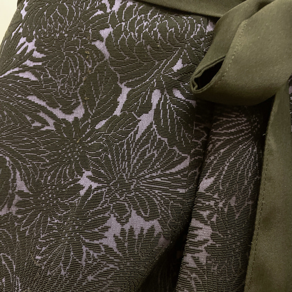 アクセントカラー スカート フォーマル 着物リメイク ウエストゴム フリーサイズ W55〜100 黒紫 B60118 11枚目の画像