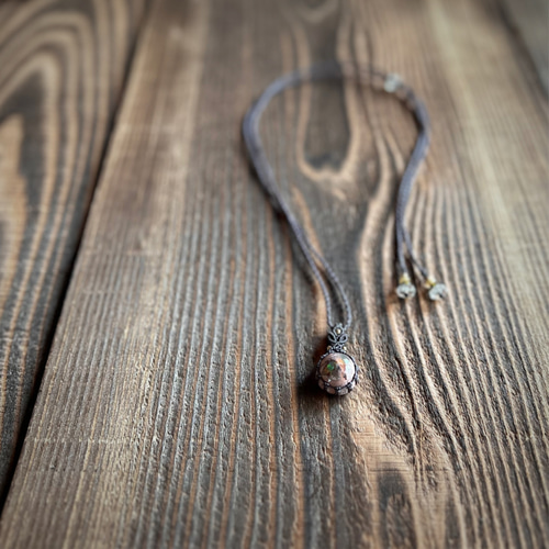 カンテラオパールのマクラメネックレス ネックレス・ペンダント No☆11